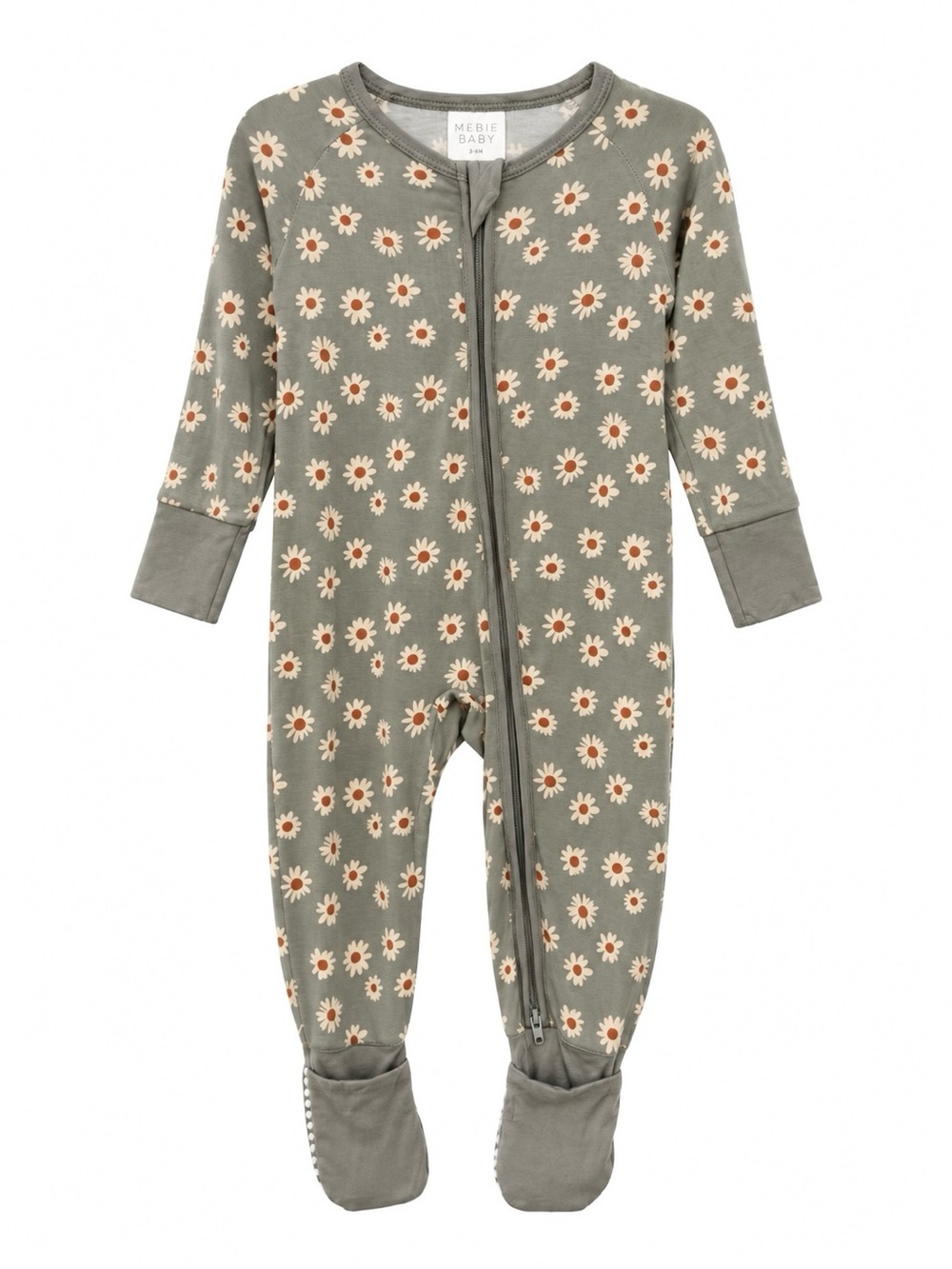 Mebie Baby Bamboo Daisy Footed Sleeper 6-12M Floral Pajamas